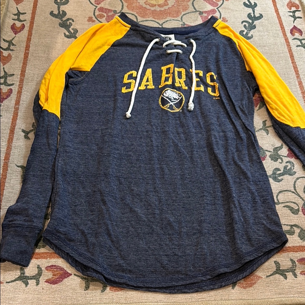 Women’s NHL Sabres Blue and Yellow Long Sleeve Tee
